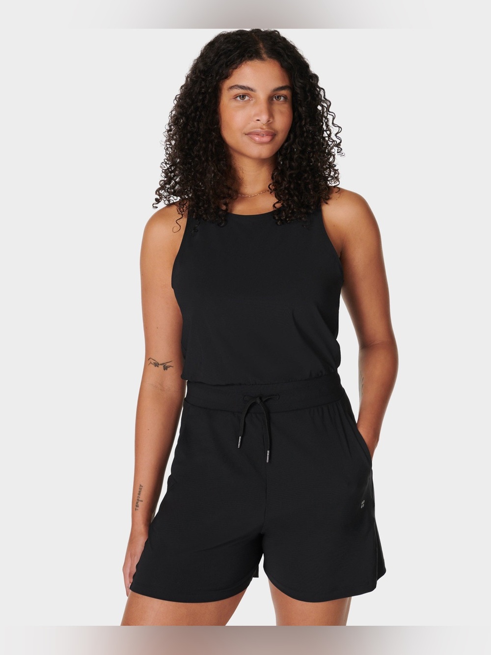 NWT Sweaty Betty x Anthropologie Blackβ Sleeveless Workout Romper Medium